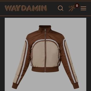 Waydamin Crop Jacket Size M Brown
